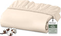 Royale Linens 100% Organic Cotton Fitted Sheet - Percale Weave - Super Soft Deep Pocket Bottom Sheets - Sage Green Elastic Sheet Twin Size - Twin Fitted Sheets Only - (39"x75"+15", Cream)