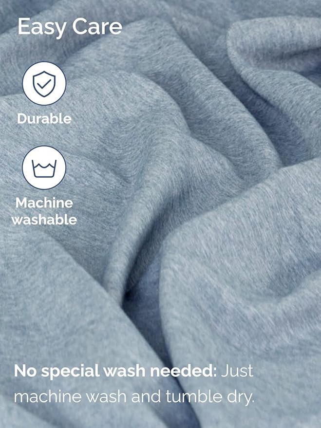 Extra Deep Split King Sheet Set - 7 Piece Breathable and Cooling Sheets - Hotel Luxury Bedding for Women, Men, Kids & Teens - Secure Fit - Soft and Wrinkle Free - Extra Deep Pockets - Heathered Blue