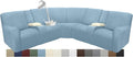 Waterproof Reclining Sectional Couch Covers Washable L Shaped Couch Cover for Sectionals Recliner Sofa Covers Stretch Corner Recliner Slipcovers(5 Seater 2 Console Cover, Light Blue)