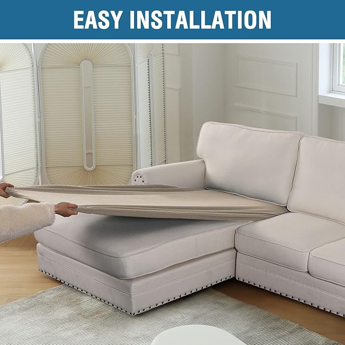 H.VERSAILTEX Sectional Couch Covers 1 Piece Chaise Slipcover L Shape Separate Cushion Couch Cover for Both Left/Right Sectional Couch (Seat Only: 1 Chaises, Island Fossi)