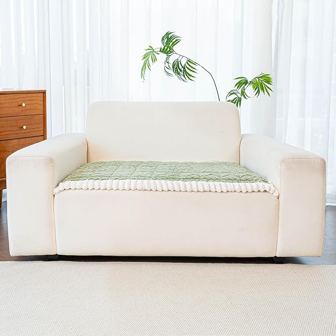 Sofa Pad, Plush Couch Cover Washable for Pet, Non-Slip Warm Couchs Cover, Funny Fuzzy Pet Couch Covers for Sofa, Sofa Slipcovers Furniture Covers for L Shaped(Green, 27.6"x 27.6")