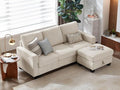 CHIC HOUSE Modular Sectional Sofa with Storage Ottomans, Corduroy Cloud Couch for Small Spaces & Apartments, Reconfigurable L/U Shaped Convertible Corner Sofa, Beige, 4 Seater Sectional