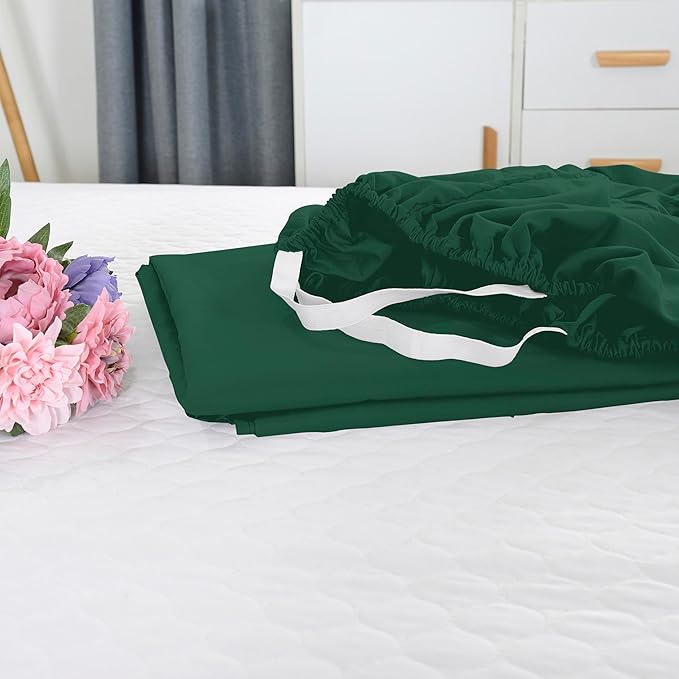 Elegant Comfort 1500 Premium Hotel Quality 18-21 Inches Deep - Extra Deep Pocket Single Fitted Sheet for High Mattress, Luxury and Softest, Smart Pocket - Wrinkle Free, Queen, Hunter Green