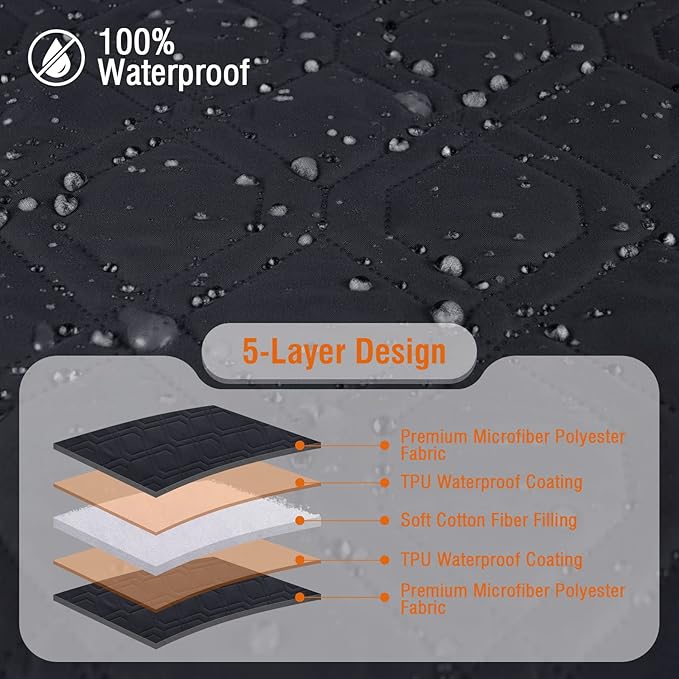 VANSOFY Sectional Couch Covers 100% Waterproof L Shaped Sofa Slipcover 3pcs Reversible Chaise Lounge Cover for Sectional Sofa Furniture Protector Cover for Pets Cat Dog(Small, Blcak)
