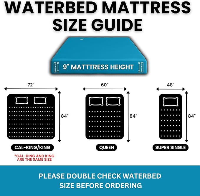 Free-Flow Full Motion Mattress, Hardside Waterbed Bladder with Reinforced Corners, 18ml Smooth Vinyl (Super Single)