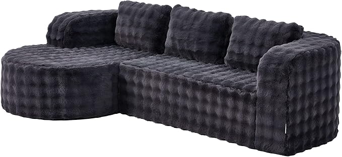 Hobestluk 96" Cloud Sectional Couch Modern Boneless Couch 3 Seater with Oversized Chaise L Shaped Modular Sofa Couches for Living Room Apartment No Assembly Required (Bubble Grey, Left Facing Chaise)