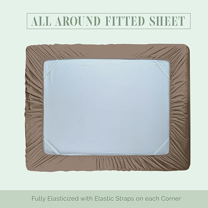 Elegant Comfort 1500 Premium Hotel Quality 18-24 Inches Deep - Extra Deep Pocket Single Fitted Sheet for High Mattress, Luxury and Softest, Smart Pocket - Wrinkle Free, Full, Taupe