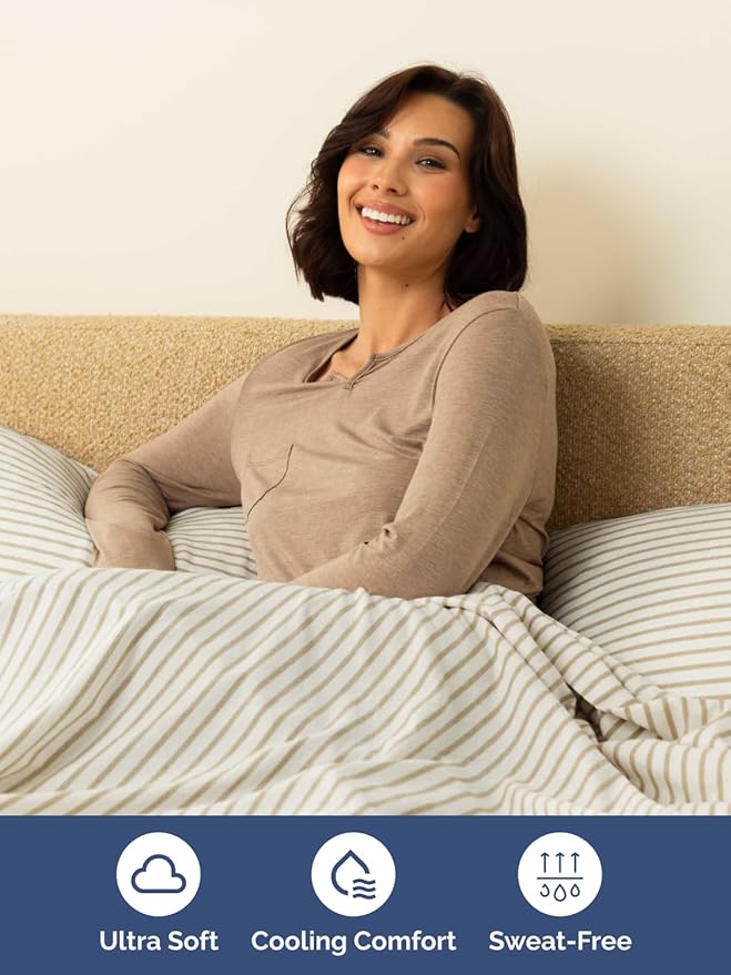Extra Deep Twin XL Sheet Set - 4 Piece Breathable and Cooling Sheets - Hotel Luxury Bedding for Women, Men, Kids & Teens - Easy Secure Fit - Soft & Wrinkle Free - Extra Deep Pockets - Beige Stripes