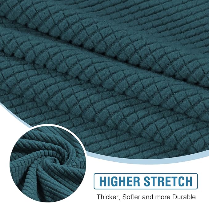 H.VERSAILTEX Sectional Couch Covers 3 Pieces Sofa Seat Cushion Covers L Shape Separate Cushion Couch Chaise Cover for Both Left/Right Sectional Couch (Seat Only: 1 Chaise + 2 Sofa, Deep Teal)