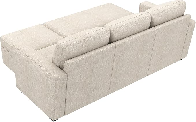 HONBAY Modular Sectional Sleeper Sofa with Pull Out Bed, L Shaped Couch with Storage Seat, Modular Sectional Couches for Living Room - Beige