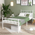 Decorwise 14 Inch Twin XL Size Bed Frames with Headboard/Footboard, Under Bed Storage, Strong Metal Slats Support, No Box Spring Needed, Noise Free, Easy Assembly, White