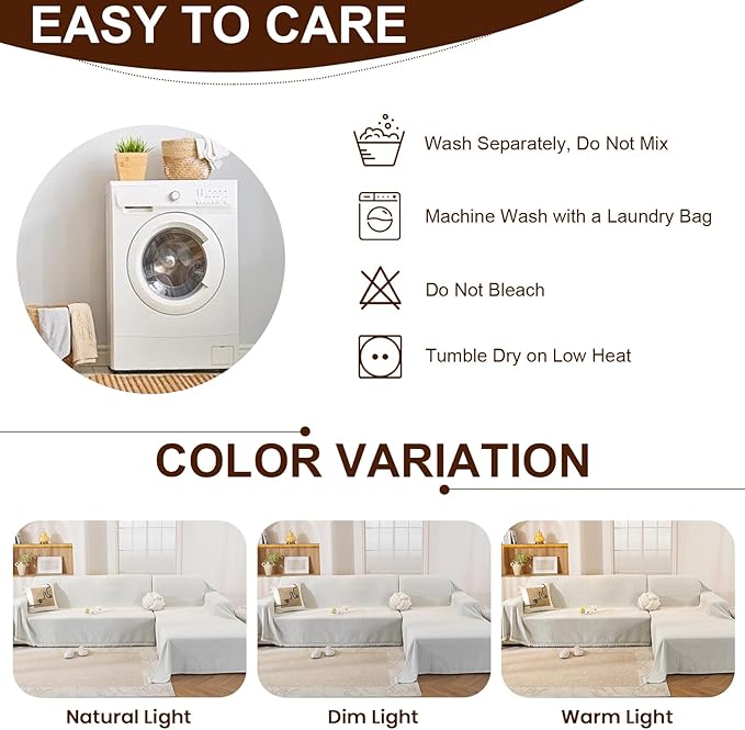 OstepDecor Sectional Couch Covers 2 Pieces, L Shaped Couch Cover Blanket, Sectional Sofa Cover Washable, Chaise Lounge Sofa Slipcovers Pet Furniture Protector for Dogs (71"x118"+71"x118", Beige)