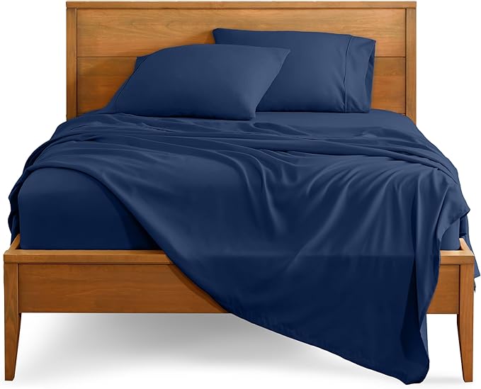 Bare Home Twin XL Sheet Set - 1800 Ultra-Soft Microfiber Twin Extra Long Bed Sheets - Double Brushed - Deep Pockets - Easy Fit - 3 Piece Set - Bedding Sheets & Pillowcases (Twin XL, Dark Blue)