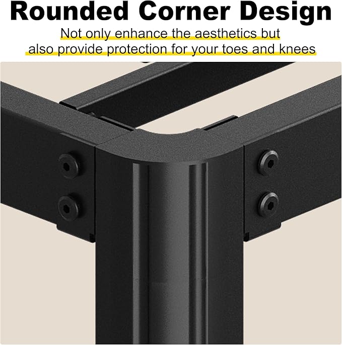 Yicensen 9 Inch Full Bed Frame with Rounded Corner Legs, Heavy Duty Full Size Metal Platform Bed Frame No Box Spring Needed, Easy Assembly, Noise Free, Black
