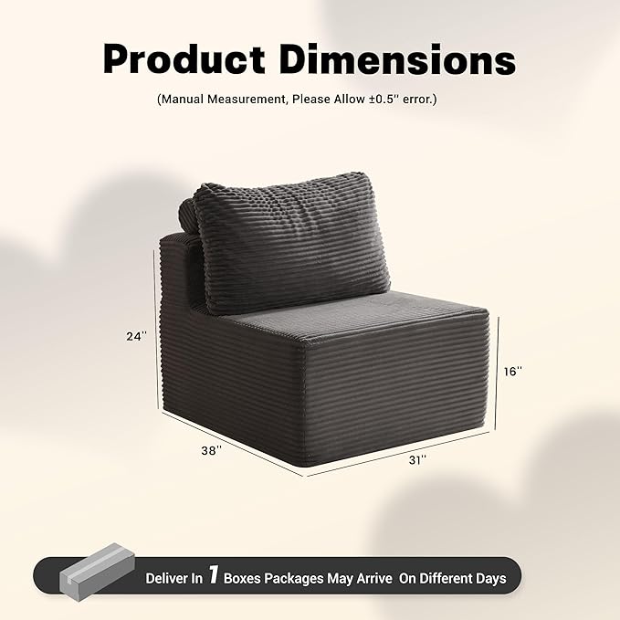 Cozy Single Seat, Set of Comfortable Seating, No Assembly Required, Grey