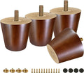 FoDau770 Brown Rubber Wood Furniture Legs 2 Inches, Straight Tapered Wood Feet Mid Century Sofa Legs Set of 4, 5/16" UNC Furniture Feet for Cabinet Couch Dresser Chair Ottoman Table