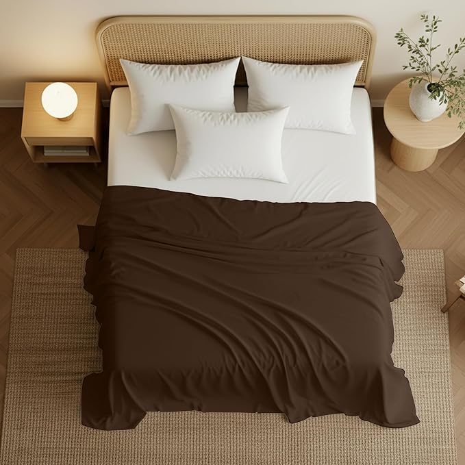 Utopia Bedding Flat Sheet - 1 Pack (Queen, Brown) - Soft Brushed Microfiber Fabric - Shrinkage & Fade Resistant Top Sheet - Easy Care Bed Sheet