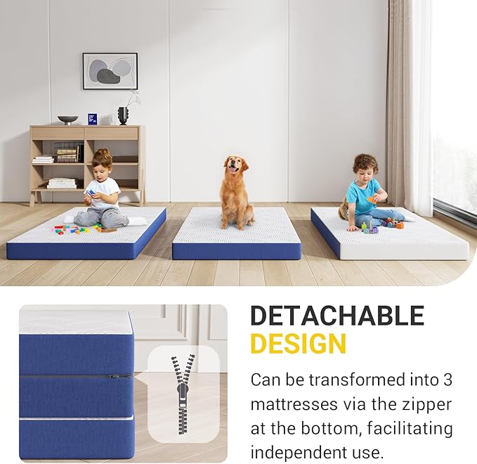 Avenco Foldable Mattress Twin XL, Folding Mattress 4 Inch Memory Foam, Trifold Mattress Portable with Removable Cover & Detachable for Guest Room/Caravan/Camping/Travel, Twin XL 80"x39"x4"