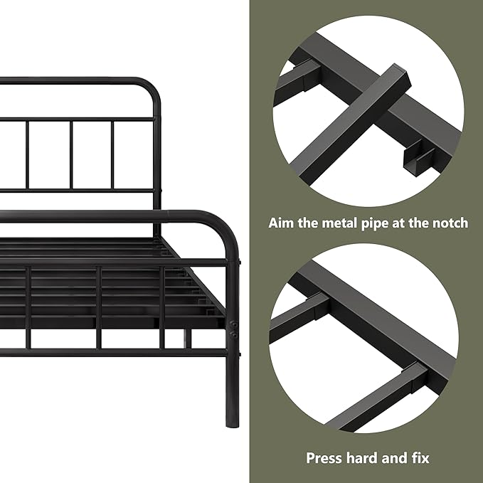 14Inch Metal Bed Frame,Twin Size Bed Frame with Storage Space,Heavy Duty Sturdy Mattress Foundation,Easy Assembly,No Box Spring Needed,Twin