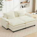 86" Modular Sectional Sofa, Comfy Cloud Couch Sectional Sofa with Ottoman, Chenille Sofa Sleeper Deep Seat Sofa with Throw Pillows for Living Room (Beige White)