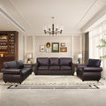 Living Room Furniture Sets,Sofa Sets and Couch Sets for Living Room,Mid-Century Vintage Sofa Couches with Rivet Design (Brown, Single+Loveseat+3 Seater)