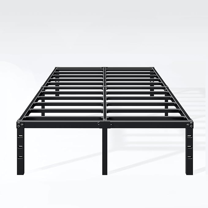 Hafenpo 16 Inch King Bed Frame - Sturdy Metal Platform King Size, No Box Spring Needed, Heavy Duty, Easy Assembly, Strong Bearing Capacity, Under Bed Storage, Black