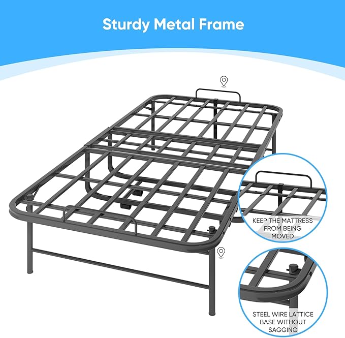 Mjkone Rollaway Bed with Mattress, 5 Inch Folding Bed for Adults, Fold Up Beds with Lockable Wheels, Sturdy Metal Fold Away Frame for Bedroom/Guest, Space Saving（75" x 38"）