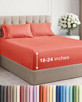 Extra Deep Twin XL Sheet Set - 4 Piece Breathable and Cooling Sheets - Hotel Luxury Bedding for Women, Men, Kids & Teens - Easy & Secure Fit - Soft, Wrinkle Free and Comfy - Extra Deep Pockets - Coral