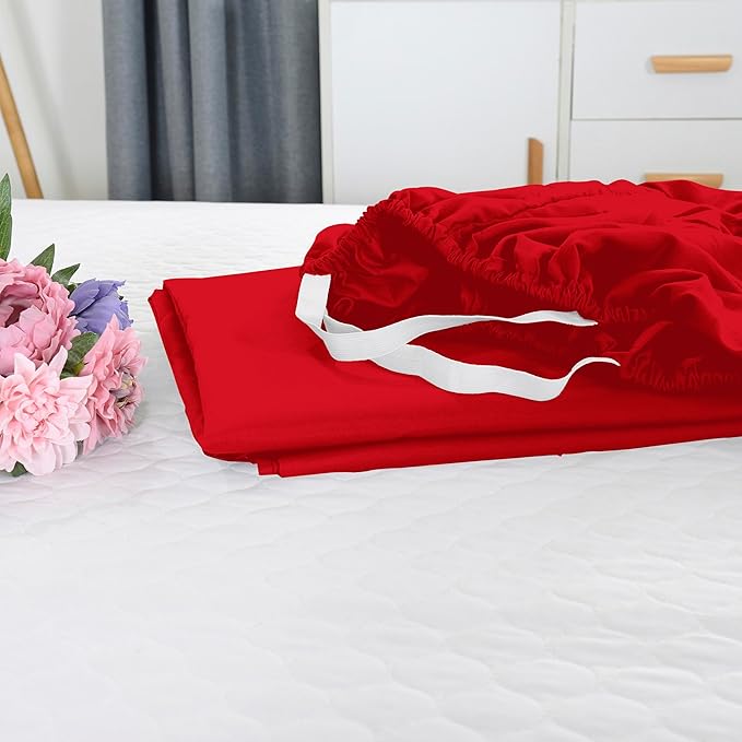 Elegant Comfort 1500 Premium Hotel Quality 18-21 Inches Deep - Extra Deep Pocket Single Fitted Sheet for High Mattress, Luxury and Softest, Smart Pocket - Wrinkle Free, King, Red