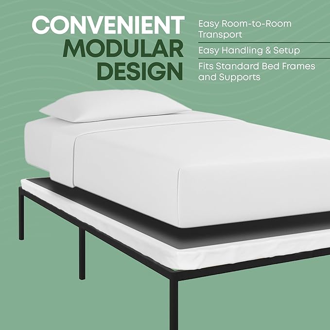 Greaton, 2.5” Twin Box Spring Only for Twin Size Bed – Amish-Made in the USA – Solid Wood Mattress Foundation with Stable & Quiet Support – Flat-Packed & Easy Assembly – White