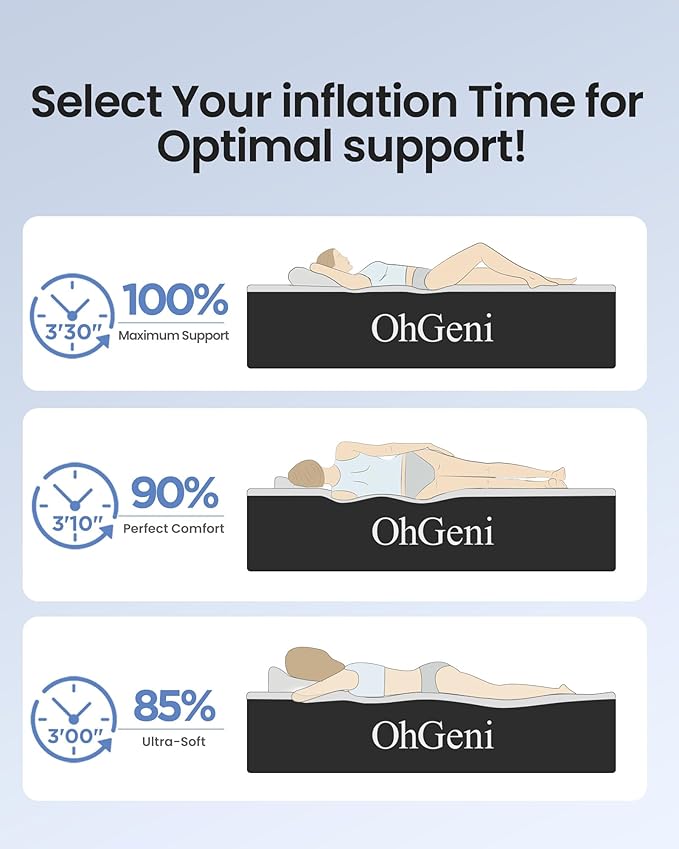 OhGeni Queen Air Mattress with Built in Pump, Ideal Alternative to a Bed, Inflatable Blow Up Mattress 18 Raised Comfort, Upgraded Surface Portable Bed for Home, Camping, Colchone Inflable, 650 lbs