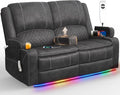 Upgraded Power Loveseat Reclining Couch, Reclining Loveseat Sofa RV Couch with Removable Armrest and Remote Control, Velvet Wall Hugger Home Theater Seating with 2-Tier Cushions, Storage (Velvet,Grey)