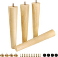 FoDau770 Rubber Wood Furniture Legs 14 Inches, Straight Tapered Wood Feet Mid Century Sofa Legs Set of 4, 5/16" UNC Furniture Feet Replacement Parts for Cabinet Couch Dresser Chair Ottoman Table