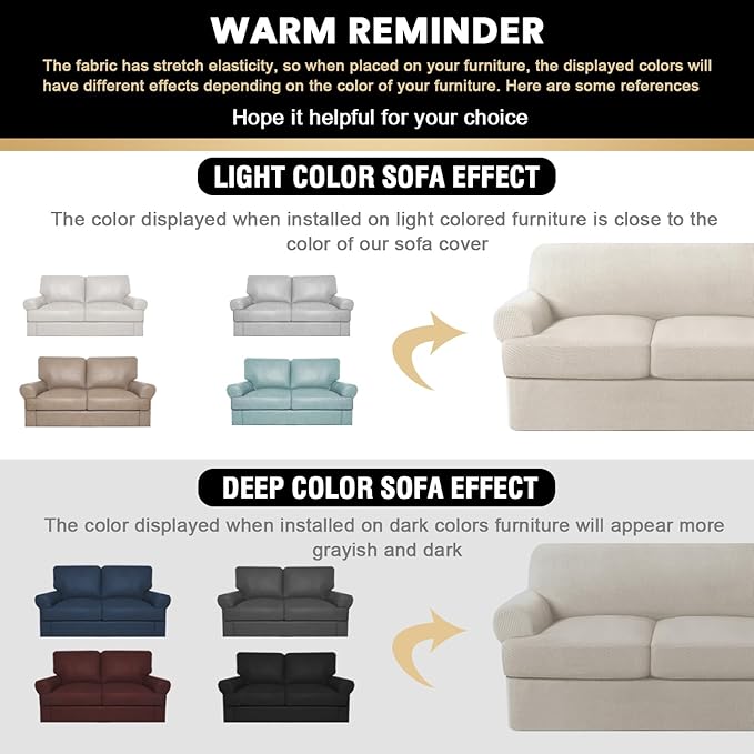 PrinceDeco T Cushion Sofa Slipcover 3 Pieces Sofa Covers for T Cushion Couch Soft Couch Cover Sofa Slip Covers (70"-88") Furniture Covers with 2 Individual T Shape Seat Cover, Island Fossi