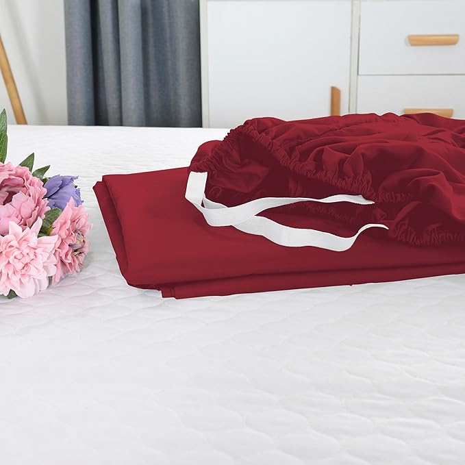 Elegant Comfort 1500 Premium Hotel Quality 18-21 Inches Deep - Extra Deep Pocket Single Fitted Sheet for High Mattress, Luxury and Softest, Smart Pocket - Wrinkle Free, King, Burgundy