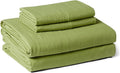 Amazon Basics Queen Bed Sheet, 4-Piece Bedding Set, Double Brushed Microfiber, Ultra Soft, Easy Care, Green