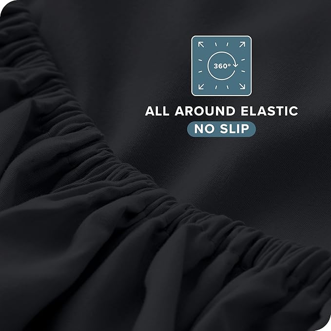 Bare Home Split California King Sheet Set - 1800 Ultra-Soft Microfiber Bed Sheets - Double Brushed - Deep Pockets - Easy Fit - 5 Piece Set - Bed Sheets (Split Cal King, Black)
