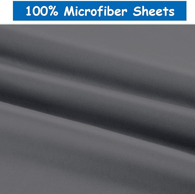 Ready To Rest King/California King Waterbed Sheets, 4 Piece Attached Sheet Set, Fits 15 Inch Deep Mattress, Brushed Microfiber, Ultra Soft and Lightweight (Dark Grey)