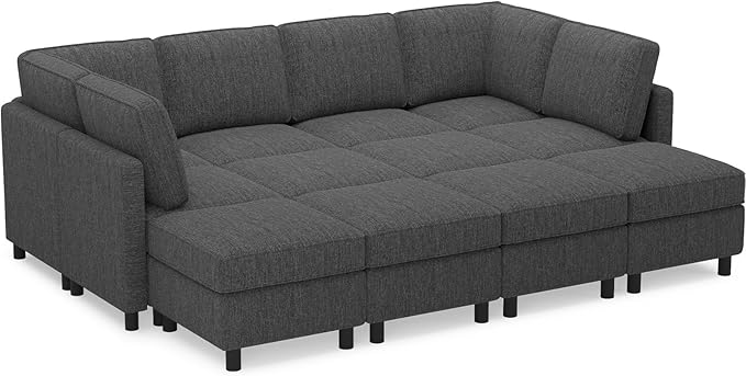 Belffin 110.2" 12 Seats Modular Sectional Sofa Sleeper Sofa Big Washable Sectional Couches for Living Room Comfy Couches with Storage Seat Couch Sofas with Chaise,Dark Grey