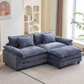 86" Modular Sectional Sofa, Comfy Cloud Couch Sectional Sofa with Ottoman, Chenille Sofa Sleeper Deep Seat Sofa with Throw Pillows for Living Room (Blue, 86"- L Shape)