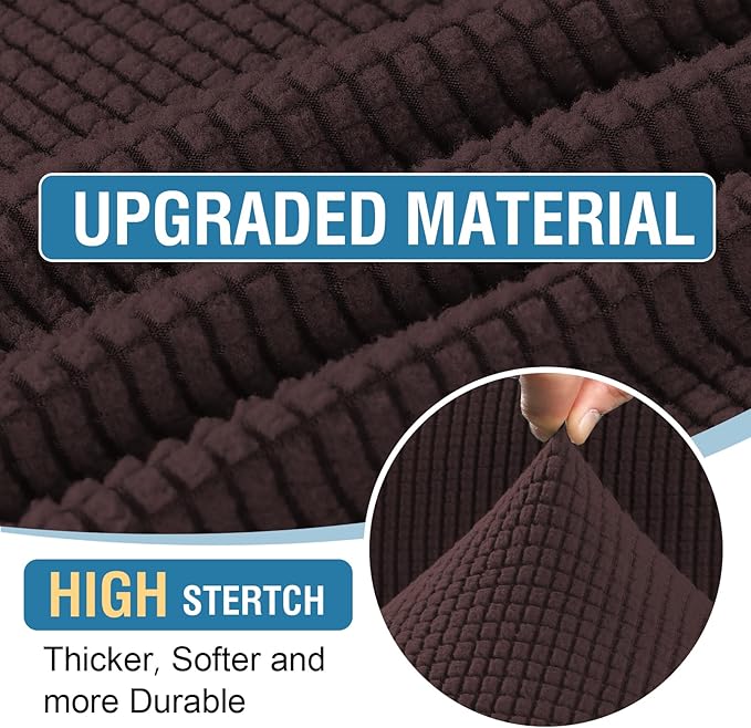 H.VERSAILTEX Sectional Couch Covers 8 Pieces Stretch Sofa Covers for Sectional Sofa Set Separate L Shaped Couch Cover for Both Left/Right Couch (Seat and Back: 1 Chaise + 3 Sofa, Chocolate)