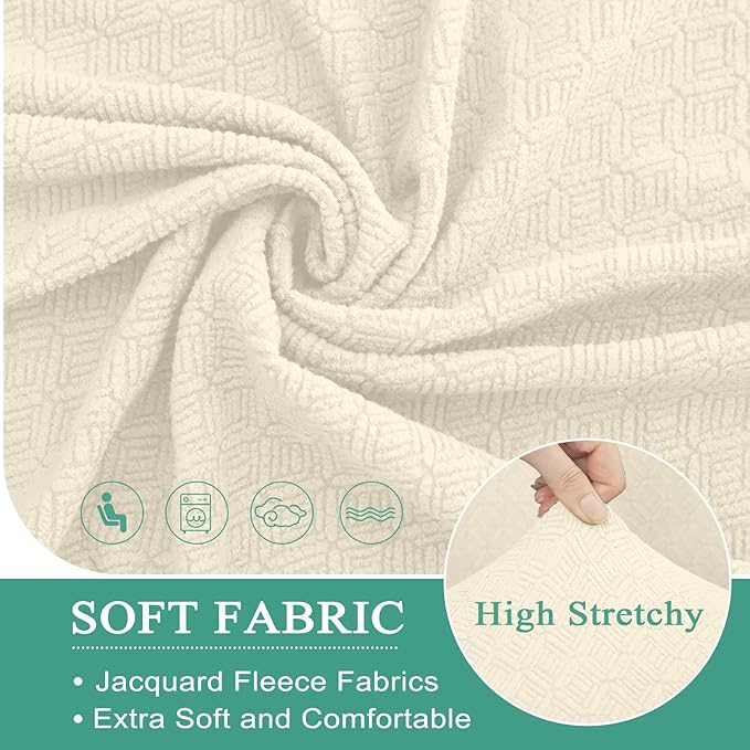 Waterproof Reclining Sectional Couch Covers Washable L Shaped Couch Cover for Sectionals Recliner Sofa Covers Stretch Corner Recliner Slipcovers for Dogs (Additional Seat Cover, Beige)