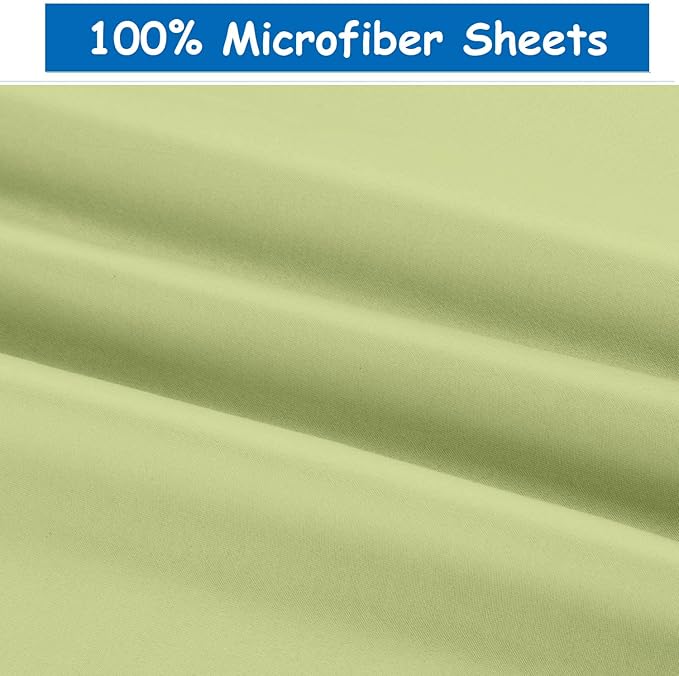 Ready To Rest Queen Waterbed Sheets, 4 Piece Attached Sheet Set, Fits 18 Inch Deep Mattress, Brushed Microfiber, Ultra Soft and Lightweight (Sage)