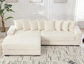 111 Inch Cloud Sectional Couches for Living Room | L-Shaped Sectional Couch with 8 Pillows | Corduroy Couch with Deep Seat | Solid Wood Frame Sofa Beige (Left Facing Chaise)