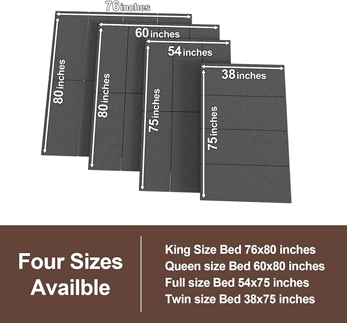 Light and Thin Bed, Large Double Bed 10MM, Folding Spring Box, King Size 80x76''
