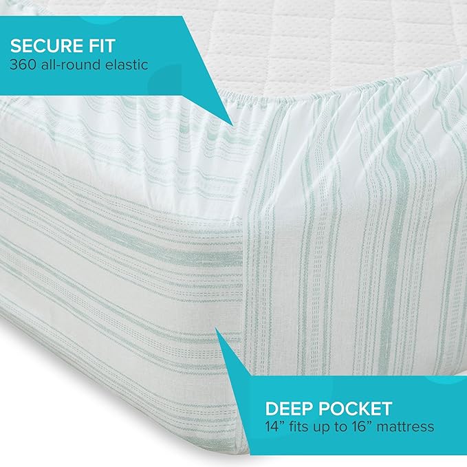 Comfort Spaces 100% Cotton Sheet Set Breathable, Lightweight, Soft with 14" Elastic Pocket Fits up to 16" Mattress, All Season Cozy Bedding, Matching Pillow Case, Cal King Good Vibes 4 Piece