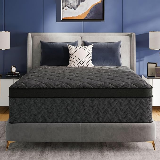 King Size Mattress, 12 Inch Luxury Hybrid King Mattress in a Box, Medium Firm Mattresses with Cooling Gel Memory Foam & Pocket Springs, Double Additional Support, 365-Night Trial