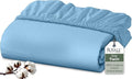 Royale Linens 100% Organic Cotton Fitted Sheet - Percale Weave - Super Soft Deep Pocket Bottom Sheets - Lake Blue Elastic Sheet Twin Size - Twin Fitted Sheets Only - (39"x75"+15", Lake Blue)