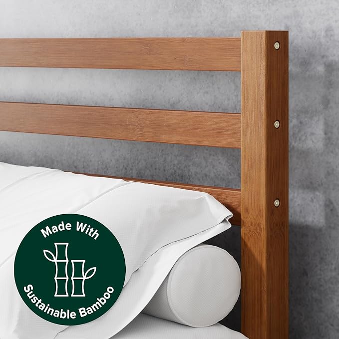 Zinus Leah Bamboo Platform Bed Frame with Headboard, No Box Spring Needed, Wood Slat Support, Easy Assembly, Full