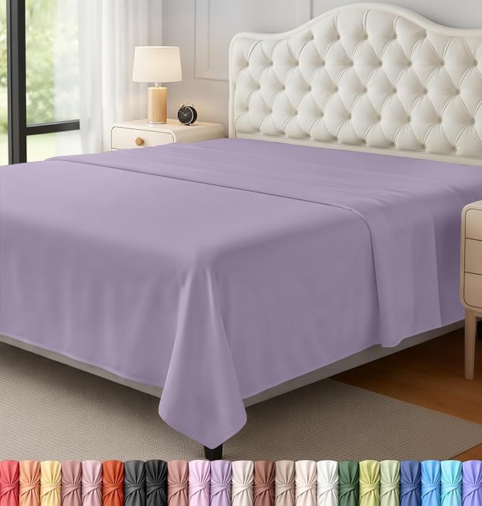 Utopia Bedding Flat Sheet - Soft Brushed Microfiber Fabric - Shrinkage & Fade Resistant Top Sheet - Easy Care - 1 Flat Sheet Only (King, Lavender)